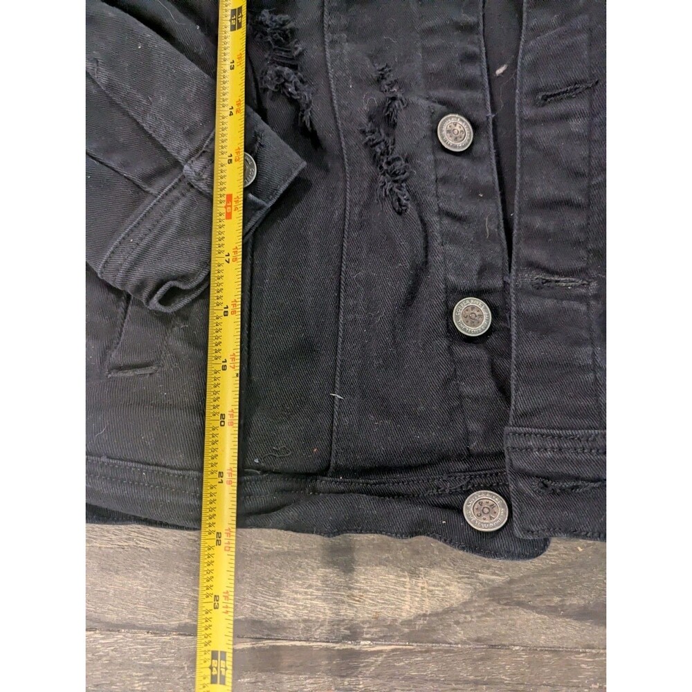 Copper Rivet Men's Distrssed Riped Denim Jacket Medium Black - Picture 3 of 7